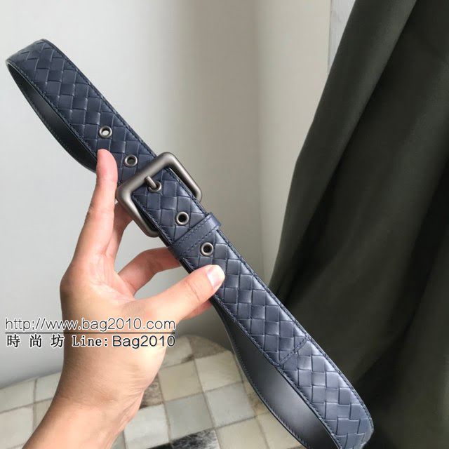 BV高端男士皮帶 寶緹嘉編織搭配槍色磨砂帶頭腰帶 寶緹嘉經典牛皮腰帶  jjp1536